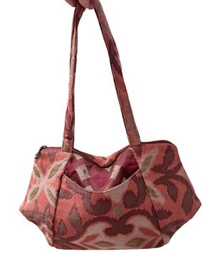 Maruca Handmade Woven Pattern Coral Tote Bag